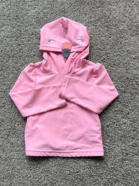 SIMPLE JOYS Long sleeve pink hoodie w/ bird decor on hood 24 Mo